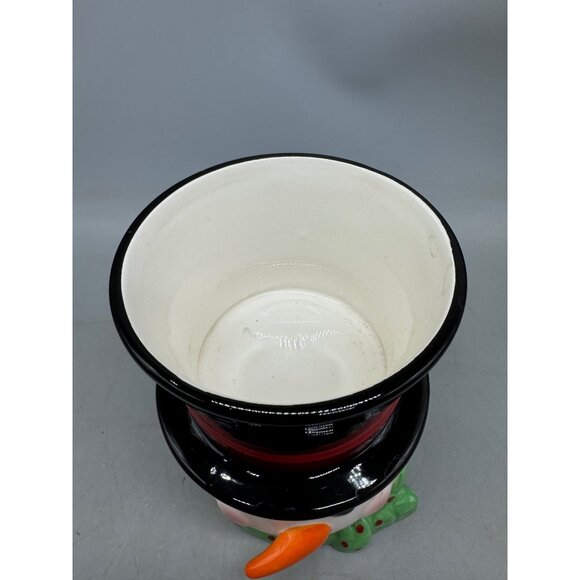 CIB snow much fun Christmas snowman fondue set 2 pc ceramic top hat scarf READ - Picture 4 of 13